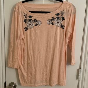 Loft outlet. Size Large. Light orange color. Has floral stitching.